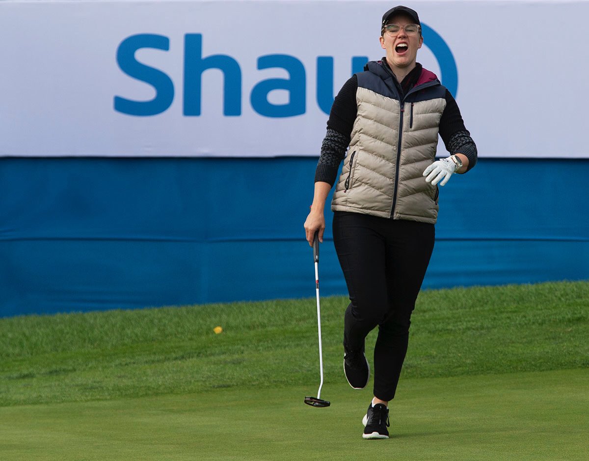 LugeCanada's tweet photo. From the track to the links, @AlexGoughLuge was hunting down birdies @ShawClassic #WomensDay #chasingfast #luge #golf https://t.co/g04ivB8iXz