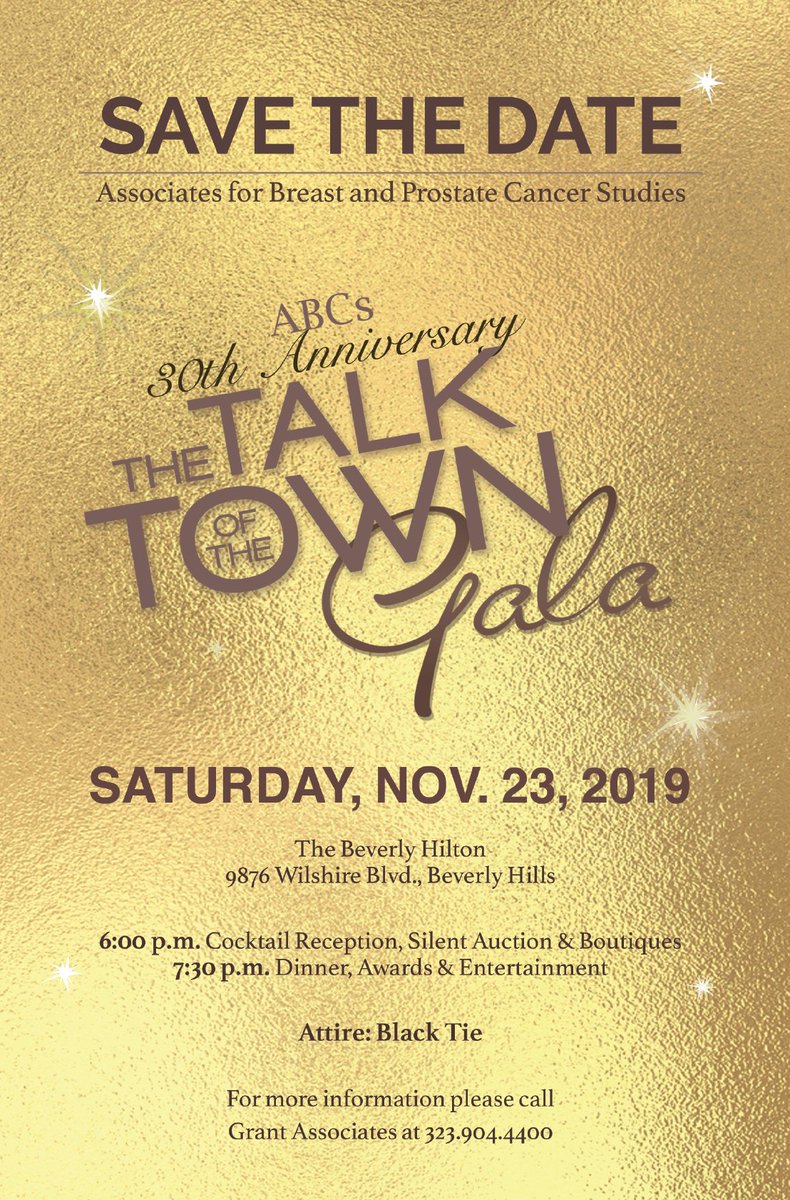 Excited to announce the 30th ANNIVERSARY #TalkofTheTown Gala will be on Saturday, November 23, 2019! More details to be released soon.