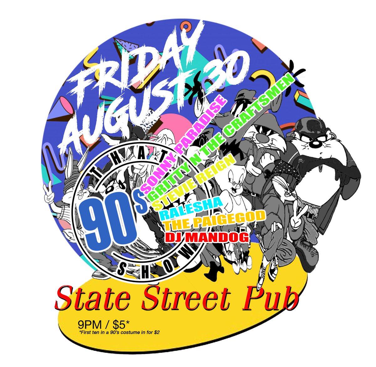 August 30th I'm back live and I got some surprises for you. Pull up. @ State Street Pub. This is "That 90s Show" so make sure ya gear is together. Shouts out to <a href="/NuWo317/">New Wave Collective</a>