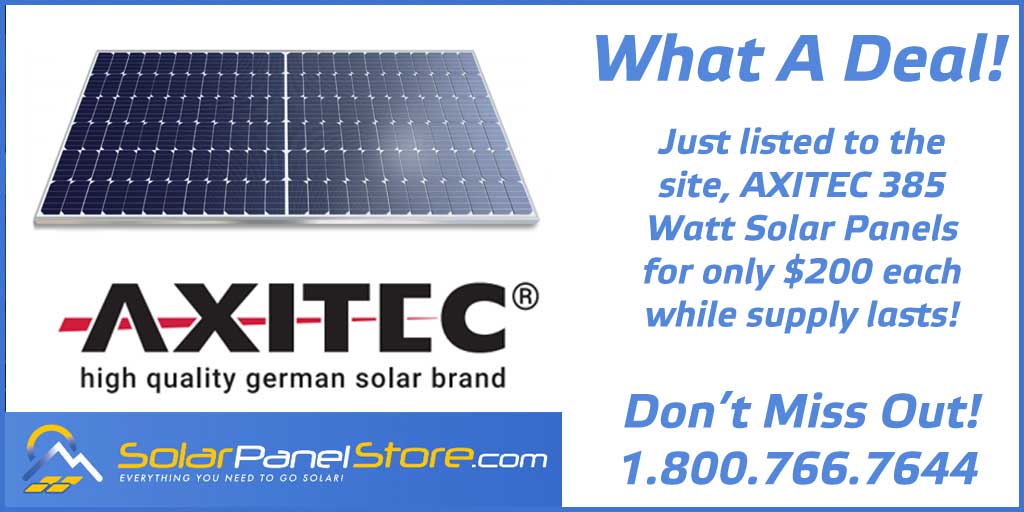 solarpnlstore's tweet photo. These AXITEC solar panels are one of the best deals we have offered all year, don't miss out on this special!! https://t.co/qnRifInUea - - #SolarPanels #Deal #SolarPanel #RenewableEnergy #ShopOnline #TellAFriend #DIY #RVLife #VanLife #BestPrice #LowPrice #Sale #Tech #GreatDeal https://t.co/5zxT5FqQFF