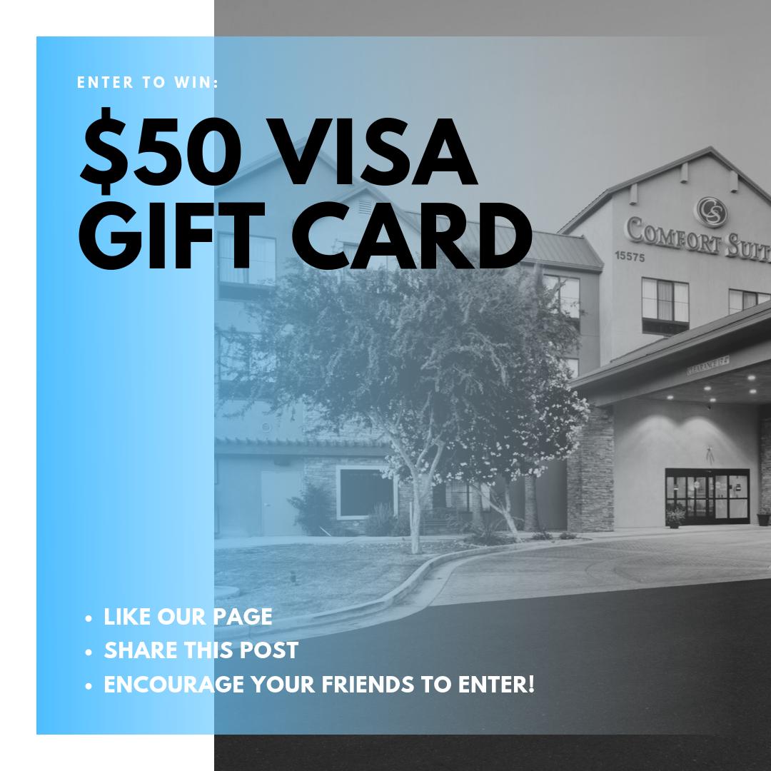 What would you spend your $50 VISA gift card on? Maybe a trip out of town, or a relaxing stay-cation in the area?

IT'S GIVEAWAY TIME! To enter to win you must like/follow our page, or share this post! It's that easy! The winner will be chosen on August 31st!