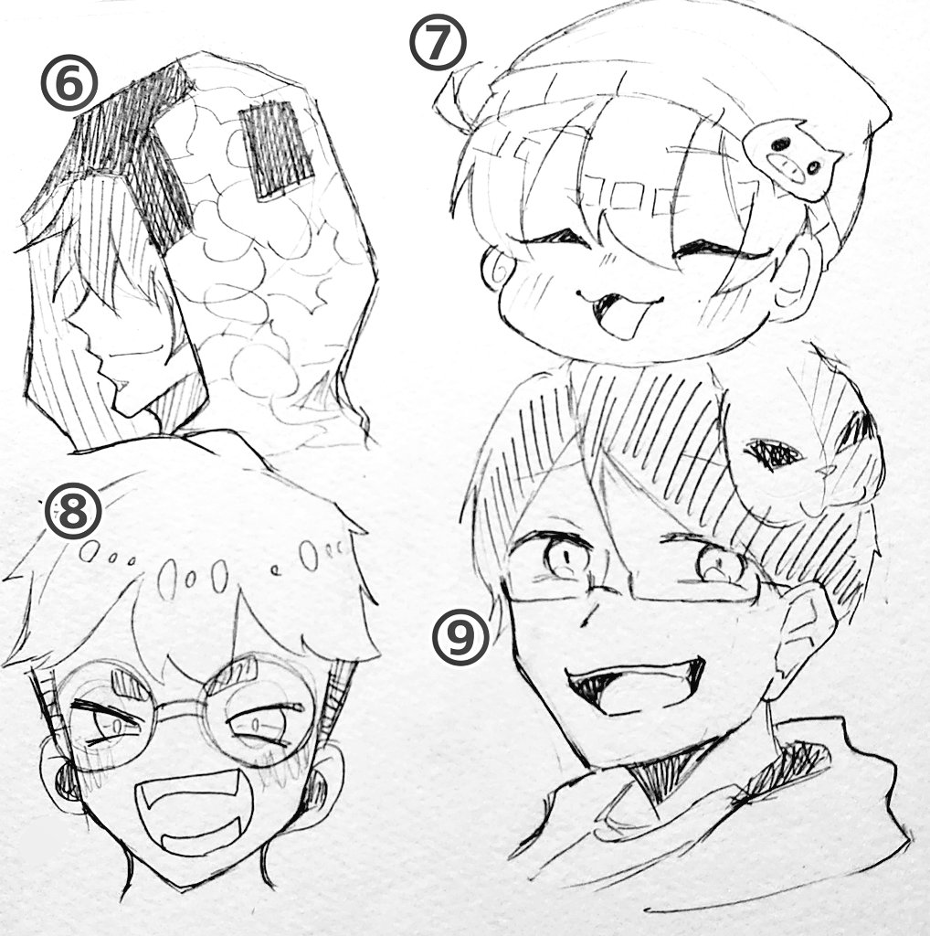 ☺ふぁぼした人の絵柄を真似してバレたら負け
夜中&遅くなってすみません💧
これだけはやっておかないとと思い…
一気に顔だけ
ばぁぁぁああああア゛ア゛ア゛ア゛ア゛!!!!!!!!!
っと描きましたぁ( '•౪•(殴
ちゃんとみんなの画像見て描いたけどちょっとみんな絵がうますぎて真似できひんかったわ