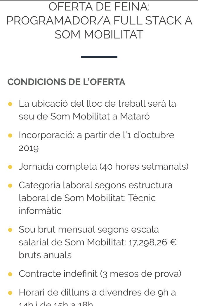 VictorPascualV's tweet photo. 17300€ bruts anuals per un programador? @SomMobilitat esteu de broma? No m’extranya que la app mobile doni tanta pena...

https://t.co/kj0C4nAGy8 https://t.co/14vCYRqNKa