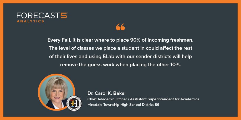 Forecast5's tweet photo. .@KeeneBaker from @HinsdaleD86 uses #5Lab to make better data-driven decisions when placing incoming freshmen. Way to go! Learn more about 5Lab here: https://t.co/rCwIeG7wrG @Forecast5Zach #edtech #schoolfinance #analytics https://t.co/2h2Pkfl9uX