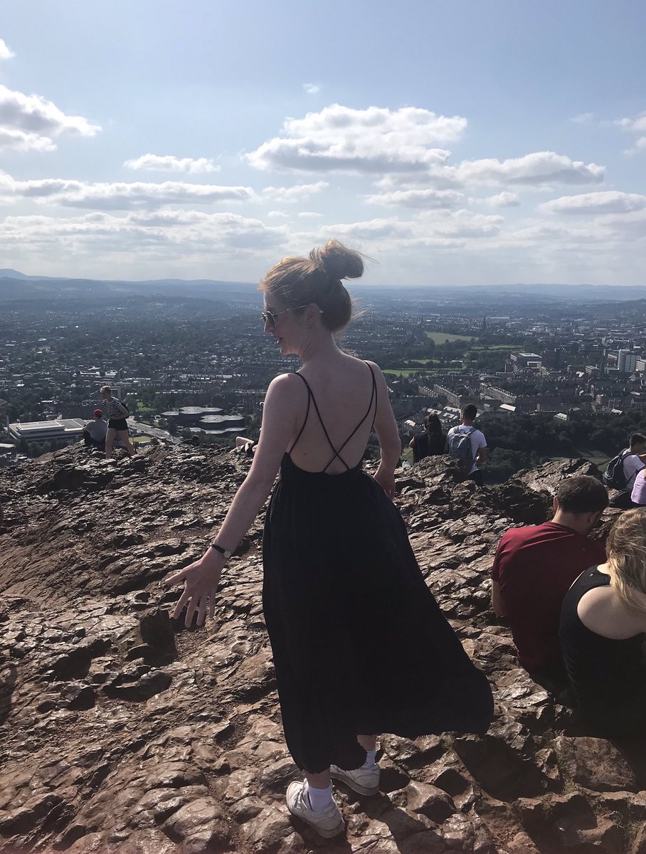 ellycondron's tweet photo. A symbolic climb of Arthur’s Seat and I’m DONE! Thank you #edfringe for our torrid love affair and keeping me awake at night. Thank you @dontbeterrible @DanielCechLucas @ellenstarbuck @Amy_Marchant_ and Ollie (!) for the brilliant thing we made. Thanks to all @ThePleasance too! https://t.co/9o04OE6Euc