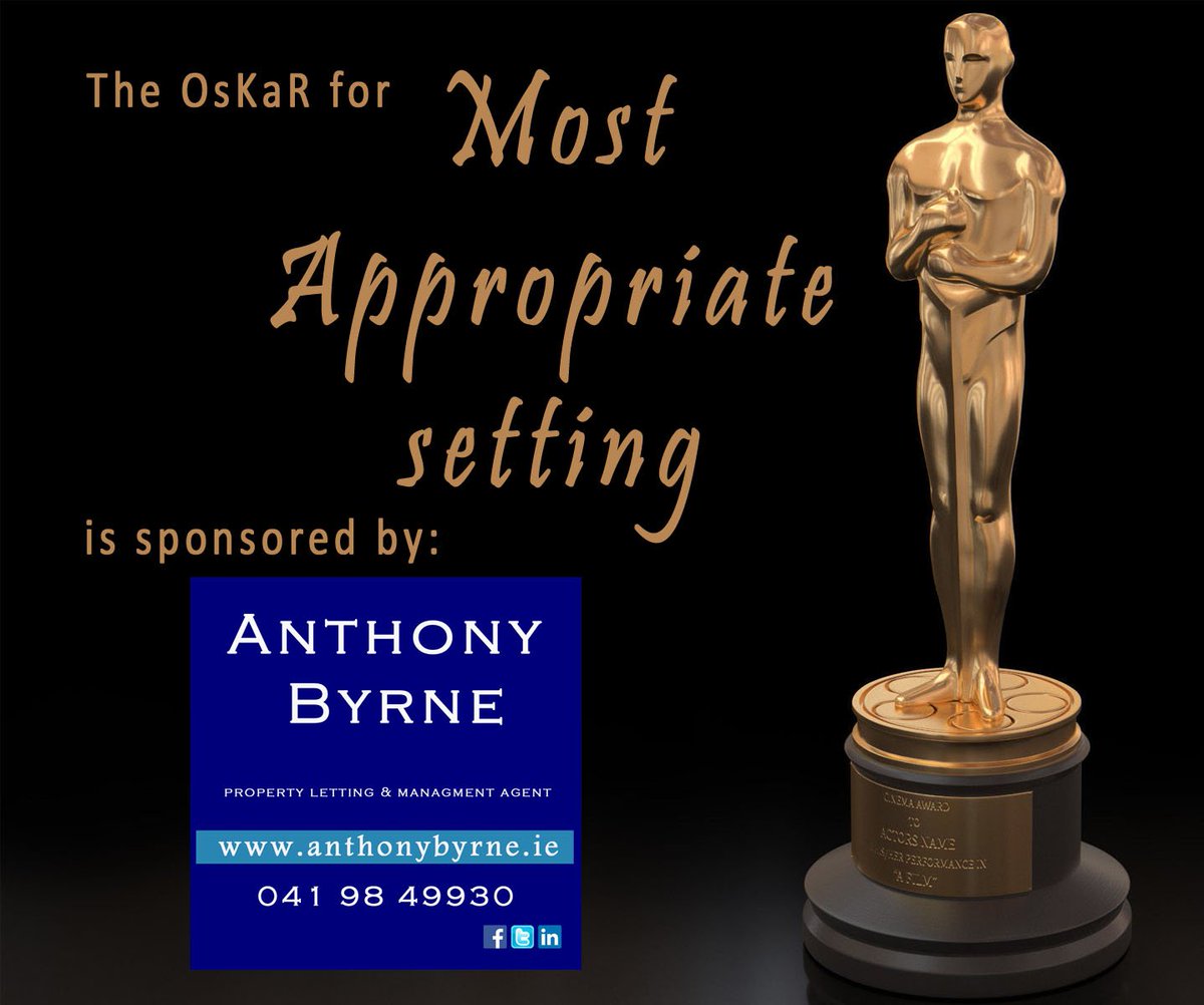 Glen_Emmets's tweet photo. Thanks Anthony Byrne Property Services for sponsoring 'Most Appropriate Setting' award! #viewingrecommended #locationlocationlocation
⭐️Sponsor a movie (€1000) or sponsor 'Set Design' (€500) Contact Producer, Cariona (086)3203675 or Joey (087)8339568 @louthgaa https://t.co/IuDixOuDwm