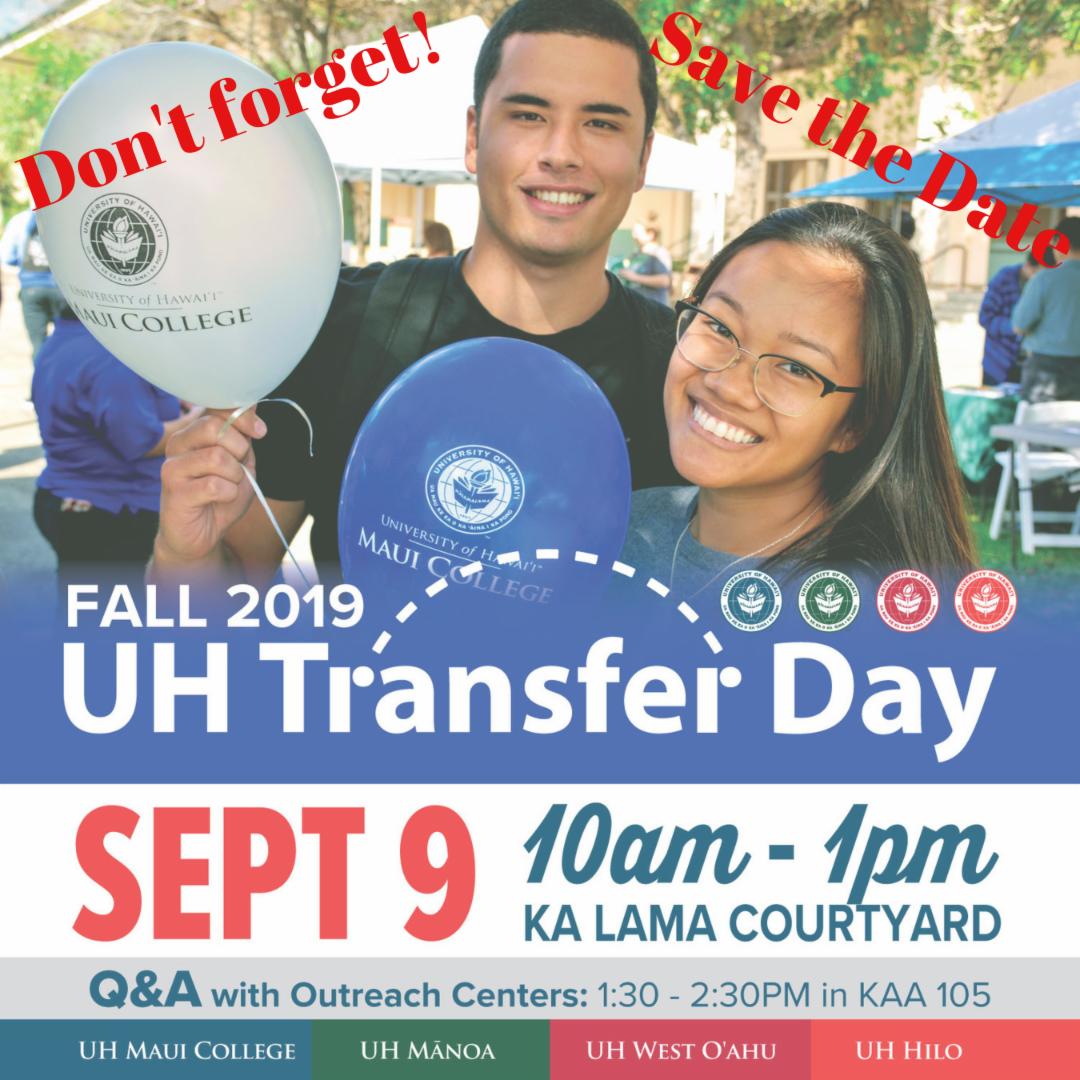 uctrmaui's tweet photo. If you haven’t already don’t forget to save the date and join us on September 9 @UHMaui for the Fall UH Transfer Fair.
.
.
.
.
#distancelearning #onlinelearning #elearning #learning #student #highered #education #maui #mauilife #mauinokaoi #uhcenter https://t.co/MMjKgm5qw5
