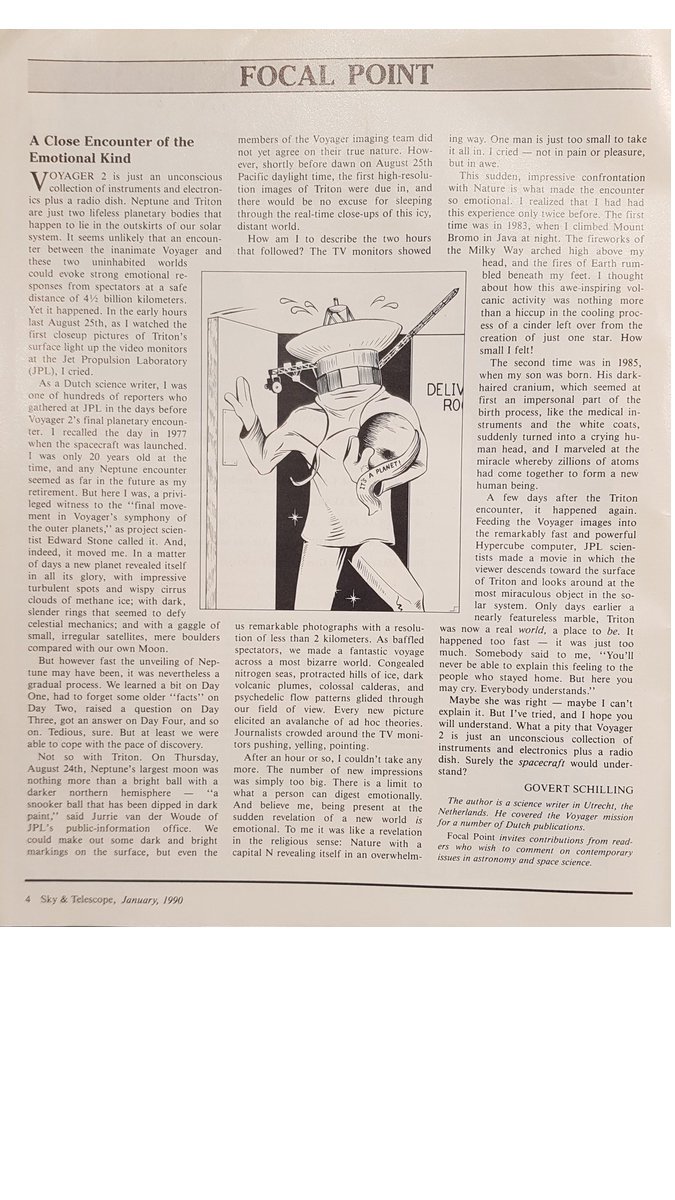 NSFVoyager2's tweet photo. Govert Schilling (@govertschilling), in his first contribution to @SkyandTelescope, wrote in January 1990 about the experience of witnessing the Neptune/Triton encounter first-hand at @NASAJPL 30 years ago: https://t.co/woL9NoZc8I https://t.co/qmO0cXcWtM