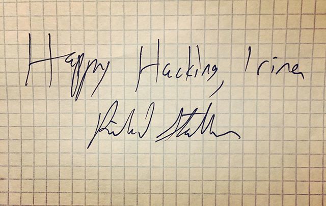 iradche's tweet photo. Richard Stallman’ autograph https://t.co/v5K0iY7TRP https://t.co/OiuHGJNIvW