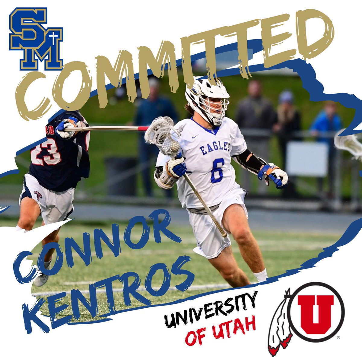 SMCHS_BoysLAX's tweet photo. Congratulations to ‘20 Midfielder Connor Kentros on his commitment to play NCAA D1 at @UtahLacrosse 
#WeAreSM🦅#GreatDayToBeAnEagle https://t.co/7ioTPWNoxp
