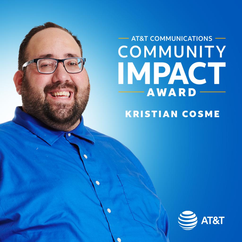 ATTimpact's tweet photo. A lifelong volunteer, Kristian gives his time to many worthy causes. He volunteers with at-risk youth in Orlando through the @ZebraCoalition, a nonprofit that helps LGBTQ youth with medical support, counseling, and housing. #ATTimpact https://t.co/8wOzOj8ZyL