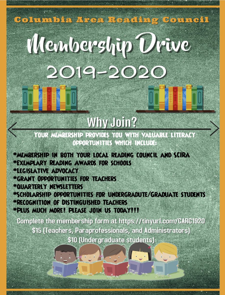 ColumbiaARC's tweet photo. Welcome back to the 2019-2020 school year teachers! As you’re gearing up for an amazing school year don’t forget to join C.A.R.C. Membership is only $15 and comes with great benefits! #CARC #startstrong #scliteracy #literacy #readingrocks https://t.co/672wEvD3RN