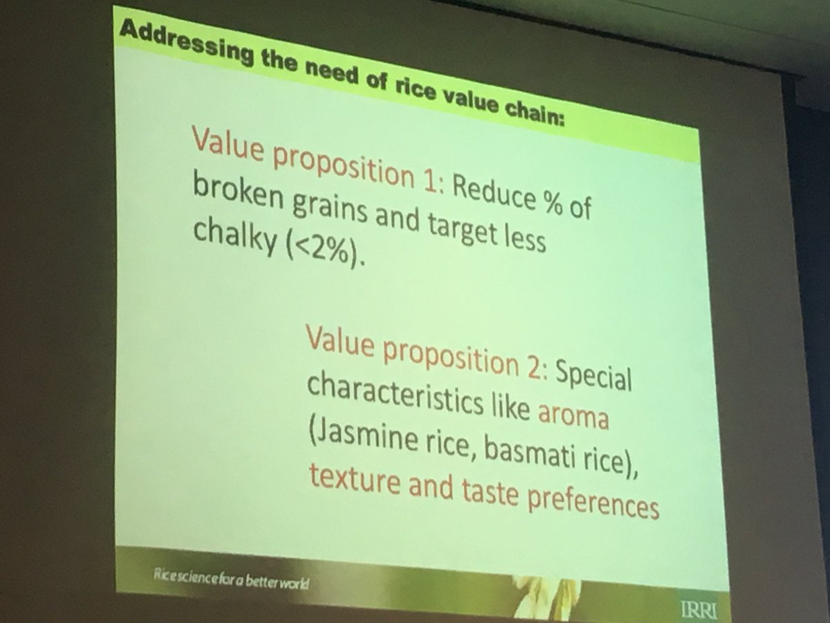 ausgrainscience's tweet photo. Nese Sreenivasulu @irri presents in the first session of #AGSA19. He says rice grain quality will drive the rice value chain. Excellent genomics for HRY #MillingQuality #CookingQuality. We also need to move beyond amylose as a proxy measure for texture. https://t.co/aHzTVte5hE