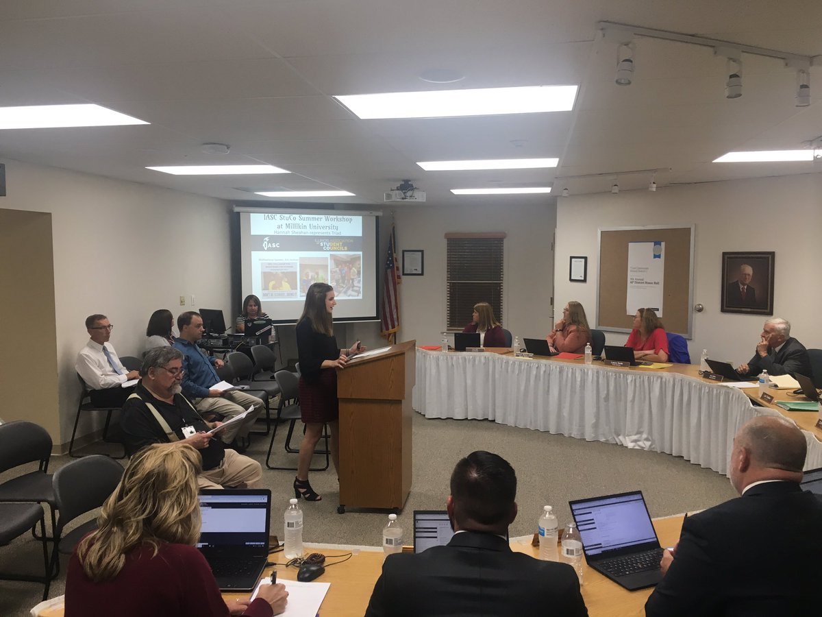 TriadHighSchool's tweet photo. Thank you to @BarbourKelli and Hannah Sheahan who provided the August BOE report this month! Proud of Hannah sharing her involvement as a IASC Treasurer. #triadproud https://t.co/PZTI8wXUdd