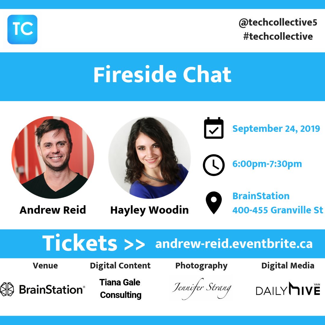 Want to know more about building #startups, and raising capital? Join us for @techcollective5 #event w/ @reidandrew @rivaltechco, and @hayleywoodin @BIVnews! Tickets >> andrew-reid.eventbrite.ca #vancouver #event #yvr #tech #bctech #yvrtech #techcollective