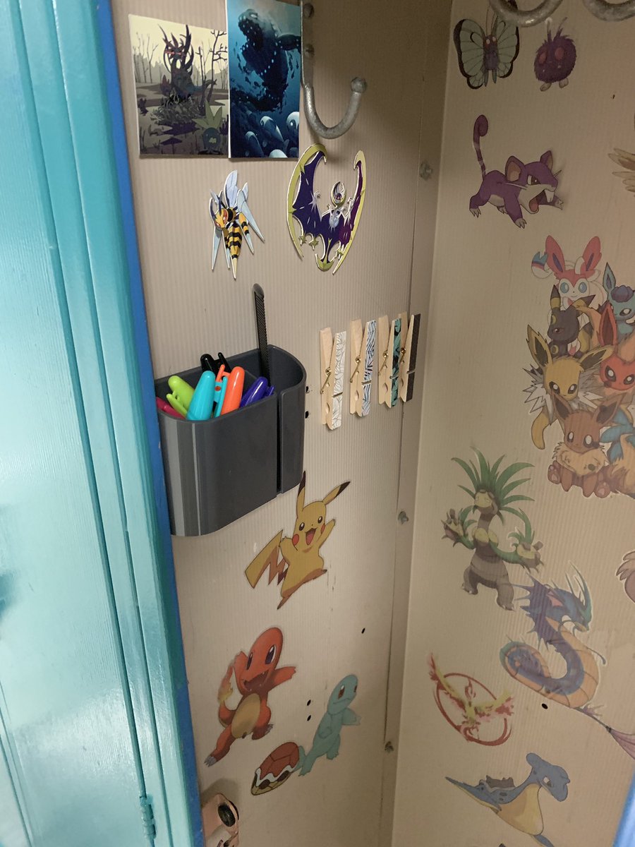 envywendy's tweet photo. So the Pokémon locker was a hit! #pokemon #lockerdecor #secondgrade #vamom https://t.co/t7ivQruFRI