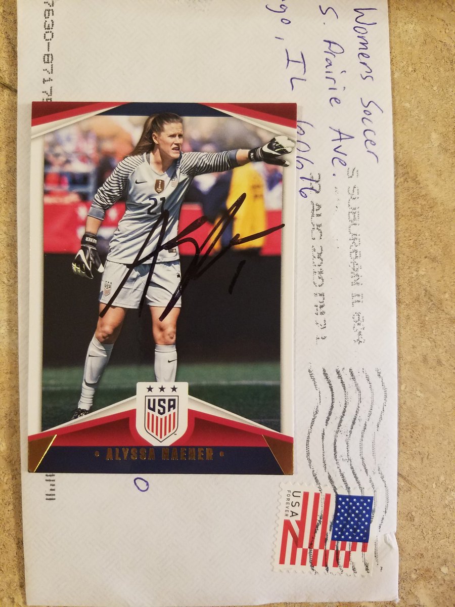 Totally speechless! An awesome success from USWNT and NWSL goalkeeper Alyssa Naeher! Thank you @chiredstarsPR for making this possible! #TTM #USA #NWSL @TTM_Todd @SnakeEyesAGC @Wazza4ever @BravestarrCards @JayrCards @MikeSorenson1 @MyPenIsHugeTTM @autographblog