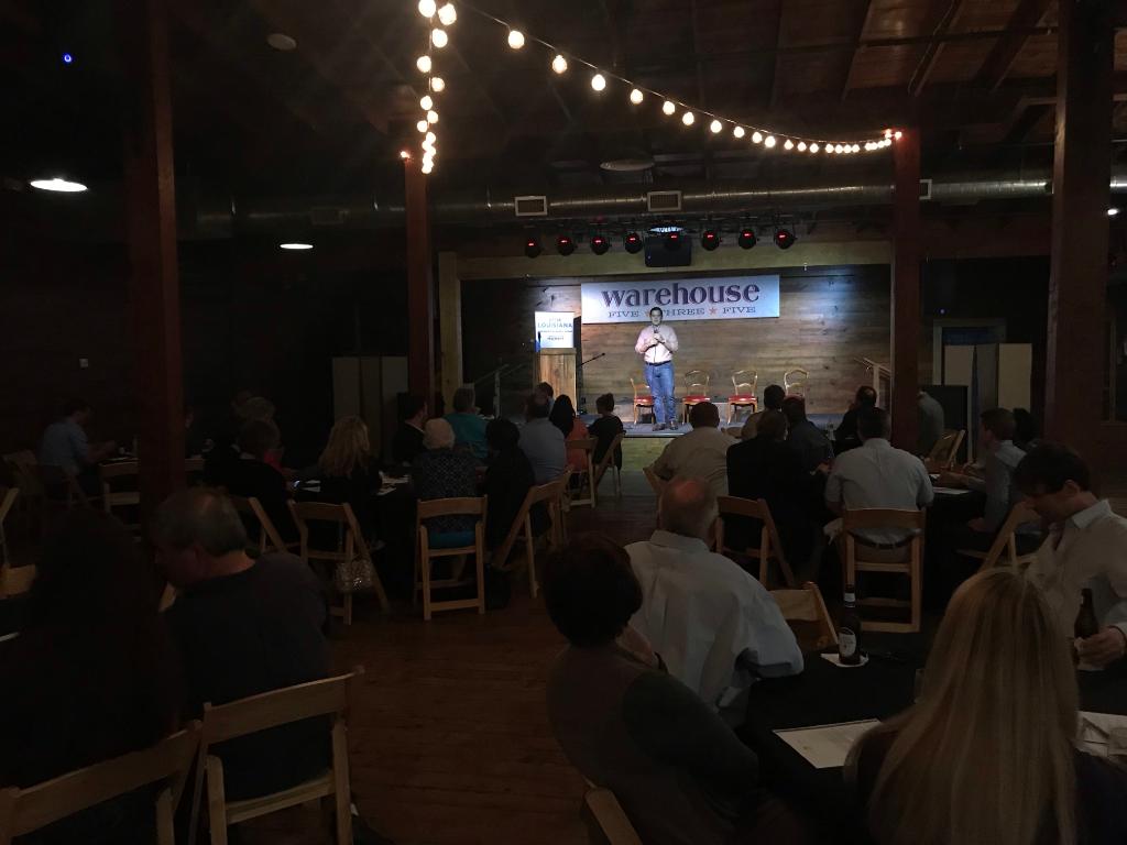 AFPFLA's tweet image. A great crowd in Lafayette to kick off the last swing of the #LiftUpLouisiana tour, talking how long term tax and budget reform can unleash Louisiana’s economy with @rightwave, @RussLatino, and Reps. Phillip DeVillier and Blake Miguez. #lalege #lagov