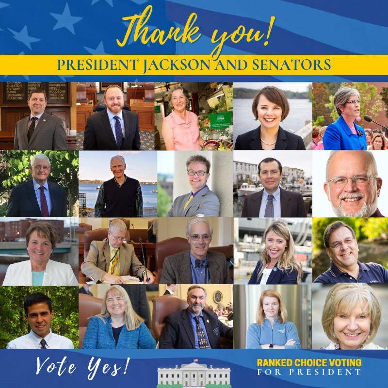 Today, the Maine Senate enacted @SenTroyJackson's bill, LD 1083 to expand the people’s landmark <a href="/rcvmaine/">RCV Maine</a> law to include presidential elections, starting with the 2020 primary. Thank you <a href="/mainesenatedems/">Maine Senate Democrats</a> for standing up for the will of the people. #RCV4POTUS #mepolitics
