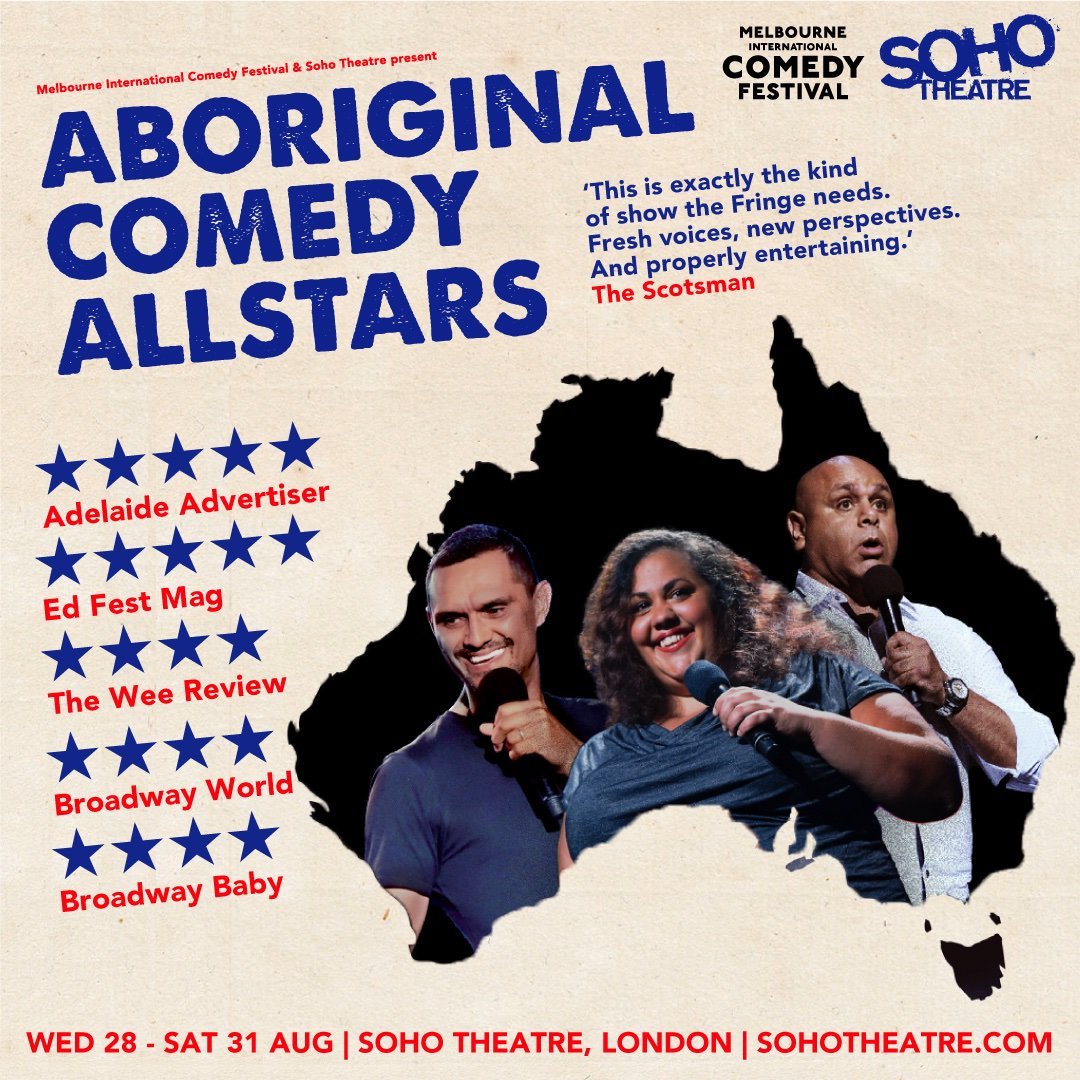 After selling out over half their Edinburgh Fringe run, the Aboriginal Comedy Allstars are heading to London for a short run of shows from tomorrow night! 🙌

So if you know anyone in London, send them the Allstars' way! bit.ly/ACALondon