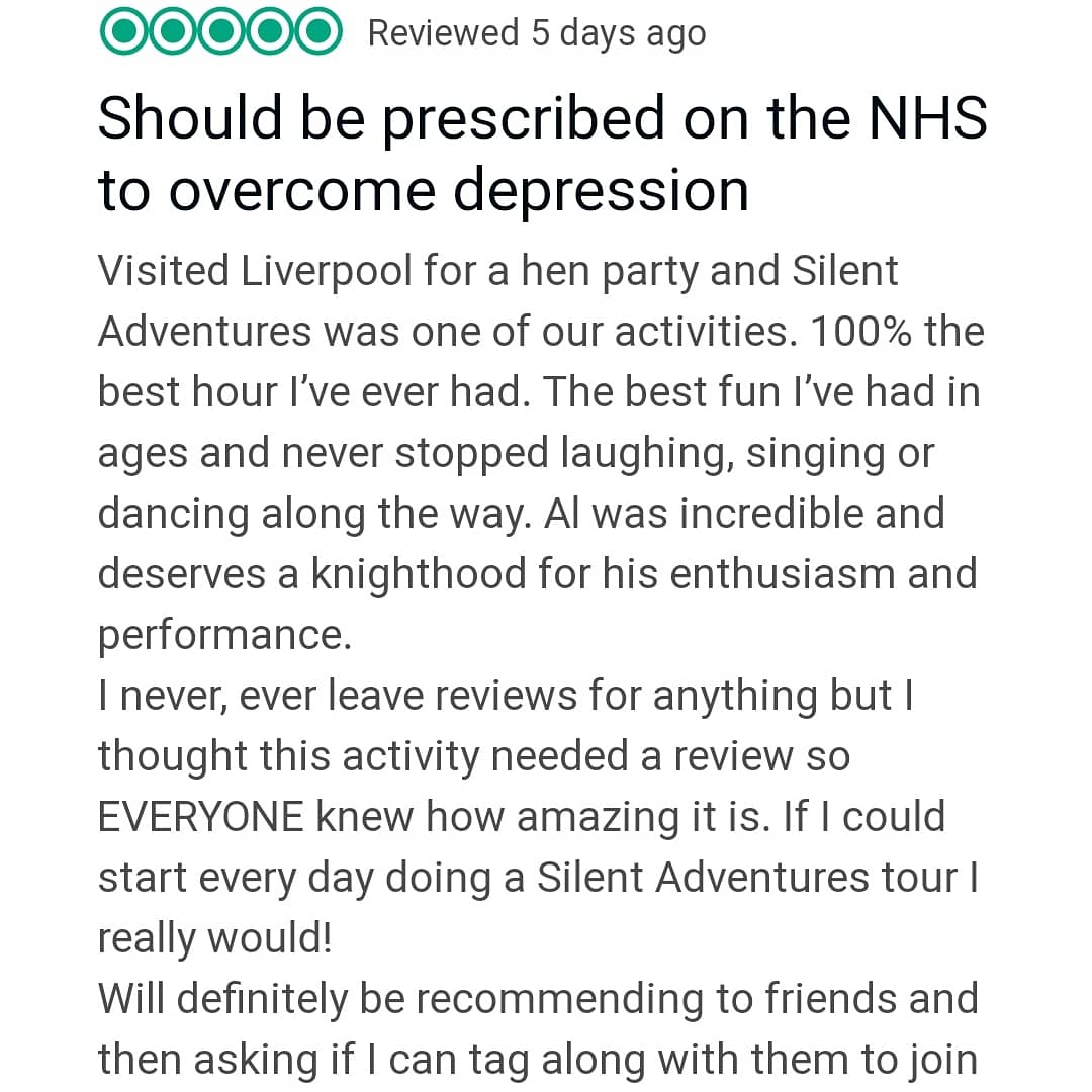 Over the past two years, we've taken thousands of wonderful guests on a singing, dancing, laughing, liberating romp through the streets of #Liverpool. Now, with an unbroken run of 5* reviews, it's YOUR turn to experience it!