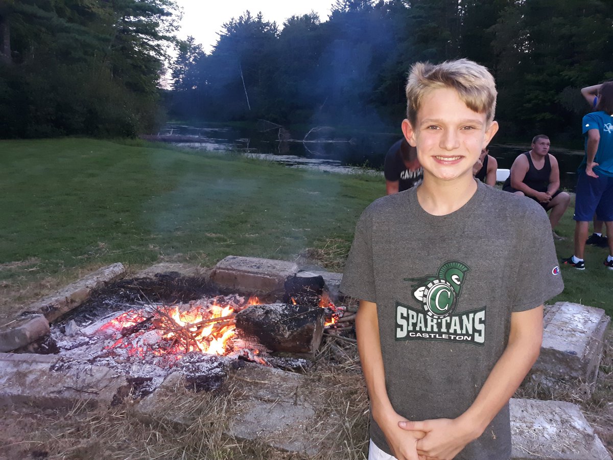 JAMESatCU's tweet photo. Caden was back to volunteering (and eating S'mores) during the international student bon fire last night. Thanks, Caden! #FutureSpartan https://t.co/67bQuGwICL