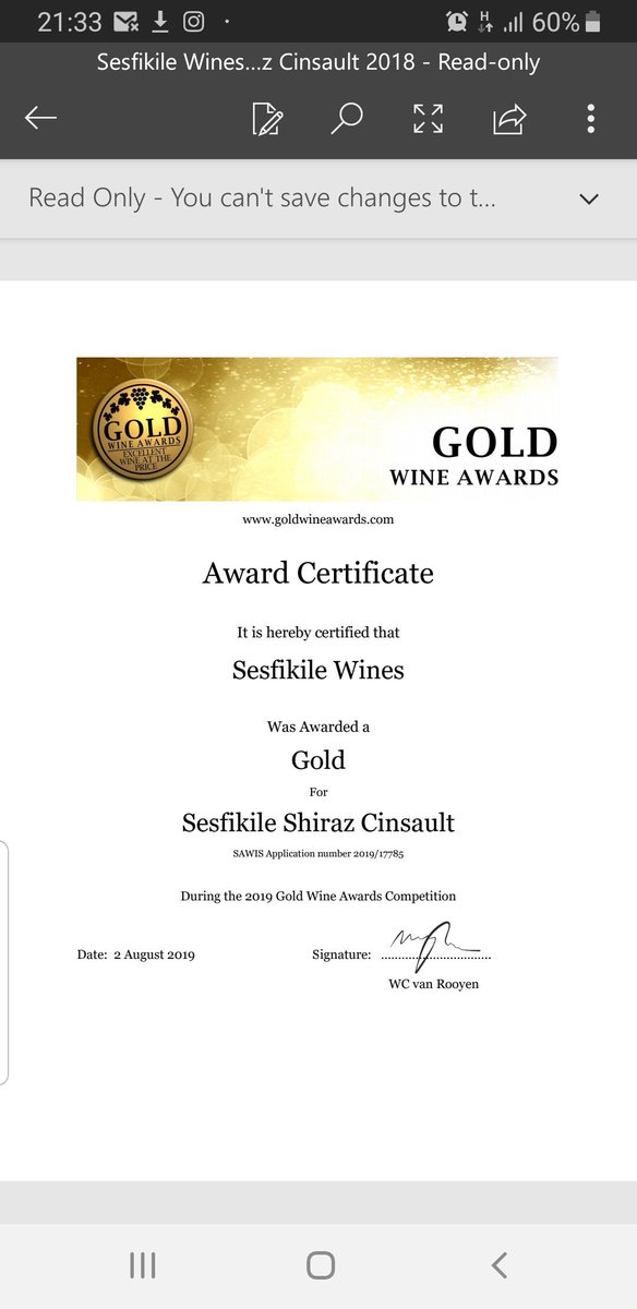 NPikashe's tweet photo. @mercurywineweek @SesWines Award https://t.co/RZG6hpUMN1