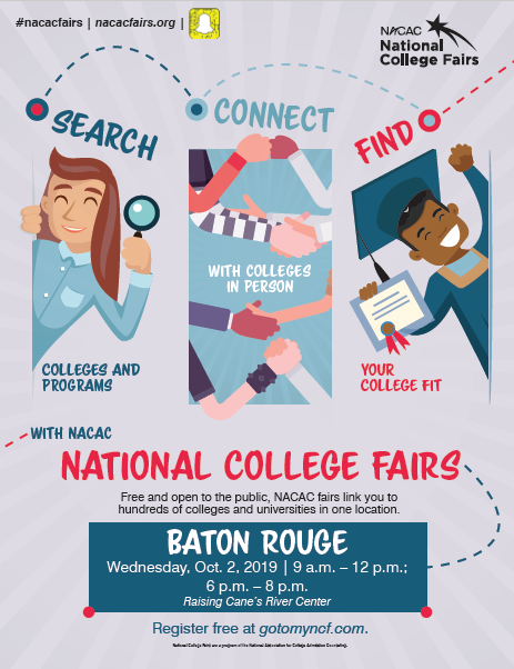 LOSFA's tweet photo. College Access is right at your doorstep! National College Fairs is hosting two college fairs for students in the area! Representatives from colleges and universities across the nation will be on site! #GeauxLOSFA #PromotePrepareProvide #LAprospers https://t.co/nYb3GxvIXn