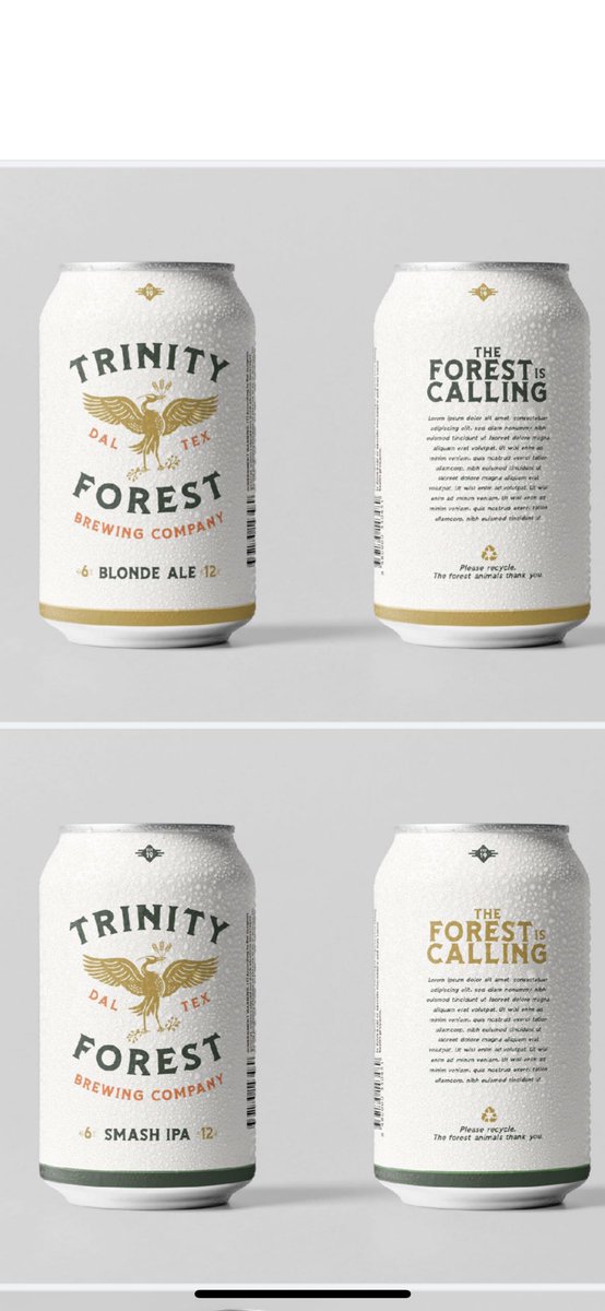 JoeySanTrades's tweet photo. First mock up of our beer cans. What do y’all think??🍻😎 #TrinityForest #DallasBeer https://t.co/0rWWkSD1mq