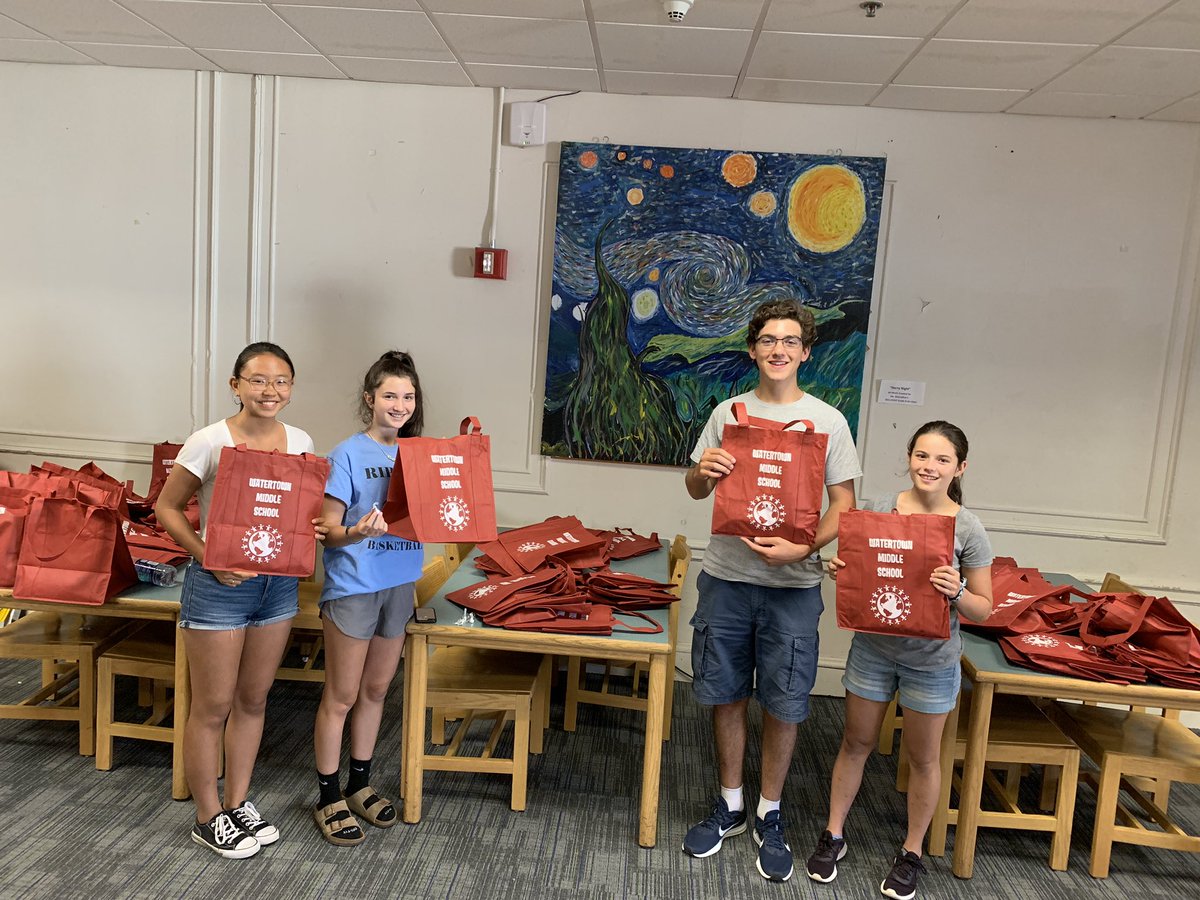PrincipalofWMS's tweet photo. Helpful community service today getting ready for the teachers’ arrival tomorrow! #wmspride #backtoschool @MiddleWatertown @watertownschool https://t.co/dR9fNweXqg