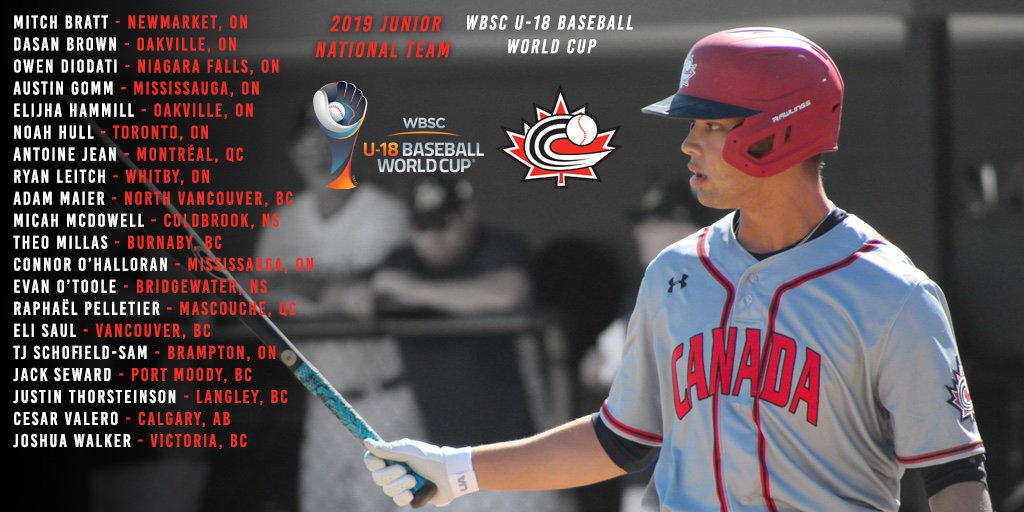 BaseballCANJNT's tweet photo. 📰 #BaseballCanada announces roster for WBSC U-18 Baseball World Cup
📰 Baseball Canada dévoile l'alignement pour la Coupe du monde Junior

EN: https://t.co/NrTHSGcIF4
FR: https://t.co/LQ9Z2scO0i

#U18WorldCup 

🇨🇦⚾️ https://t.co/YgY53Osjkc