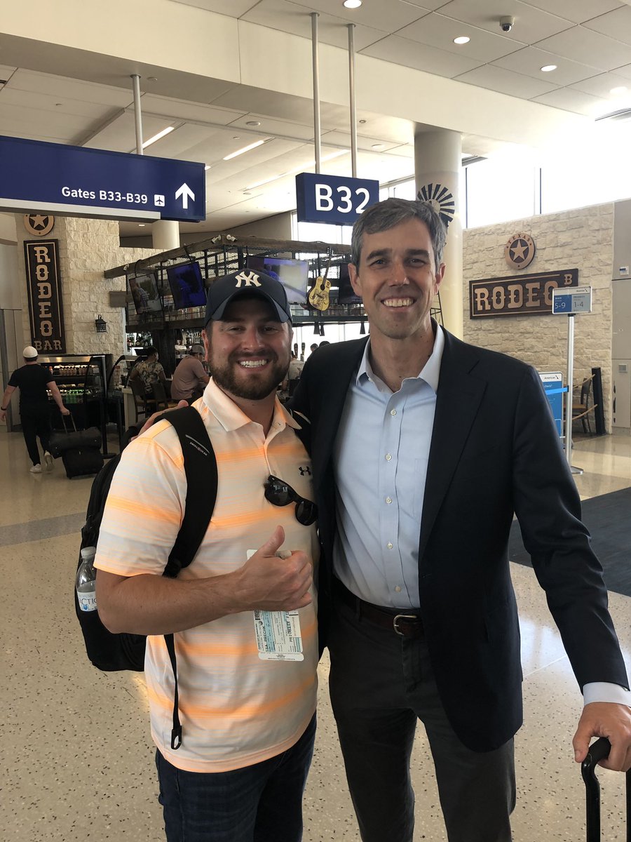 CopManAD's tweet image. Never know who you’ll run into after too many hours in the @AmericanAir Admirals club @BetoORourke