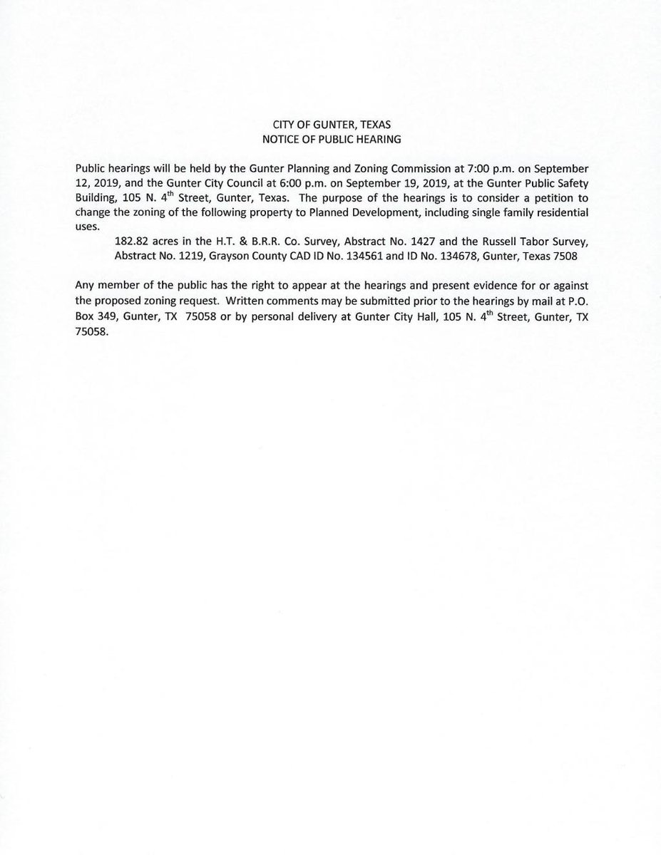 Notice of Public Hearing guntertx.gov/2019/08/26/not…