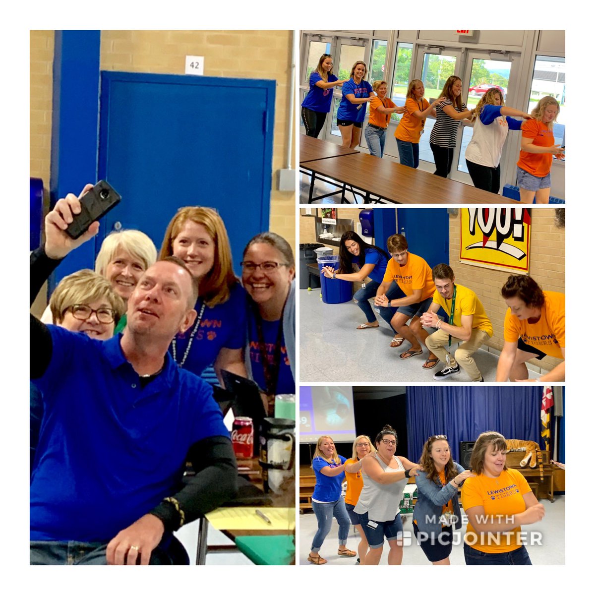 ASprecherFCPS's tweet photo. Conga lines. Wall squats. Team selfies. It was a great morning with staff. Team LES is ALL IN! It’s gonna be a great year. #UnityIsStrength https://t.co/ZkrZ5MgEMD