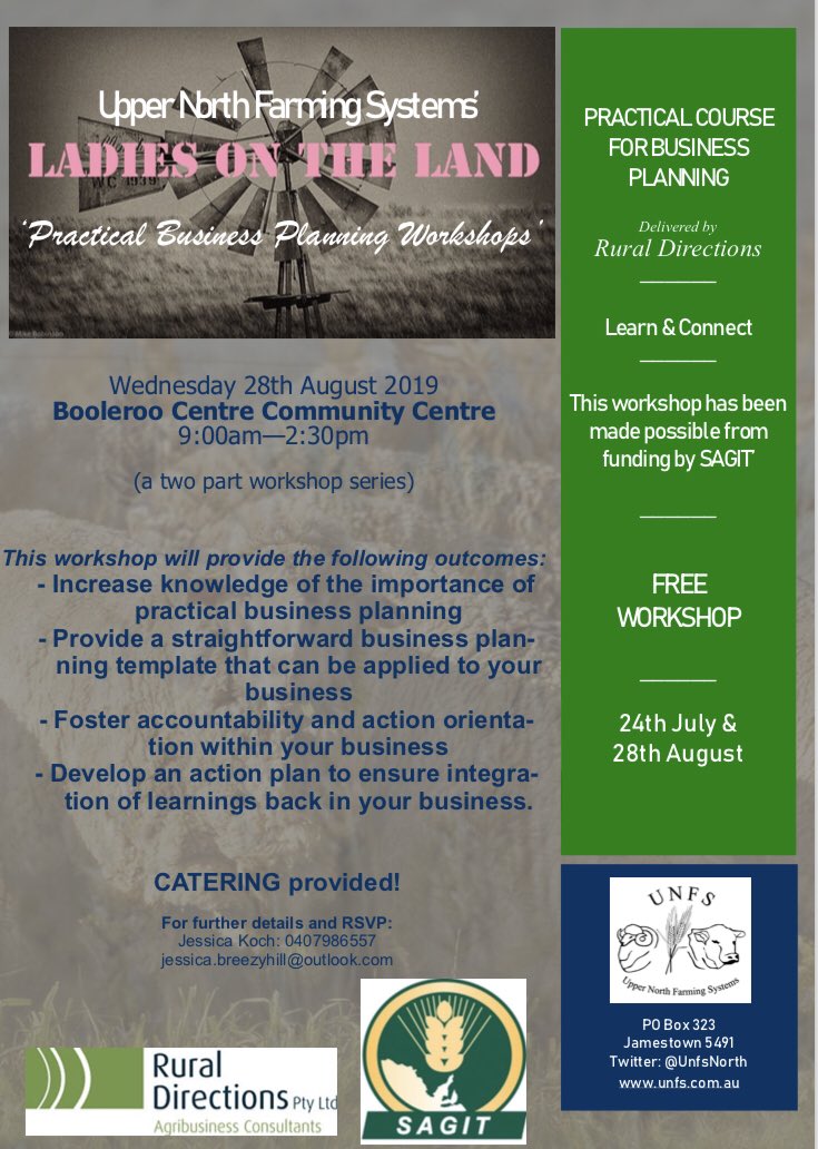 Last workshop for 2019! <a href="/Rural_Dir/">Rural Directions P/L</a> deliver practical business planning Workshop #2 in Booleroo! Not too late to RSVP but crèche is full! #womeninag