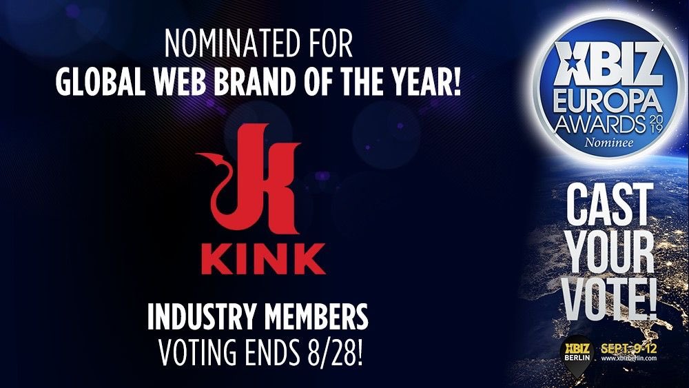 kinkdotcom's tweet photo. We are so excited to be nominated for Global Web Brand of the Year at this year’s @XBIZ Europa Awards! Industry members please cast your votes before voting ends in 2 days! 
#xbizawards #xbiz #xbizberlin
https://t.co/Tsf35dKIcm https://t.co/zGvIjZ0dwz