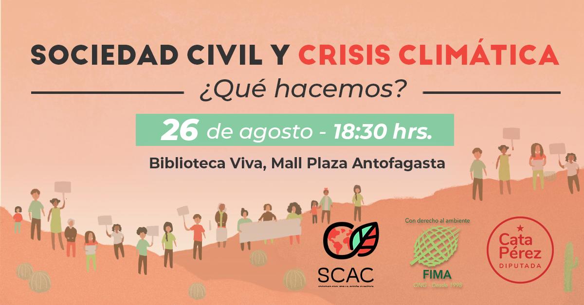 FIMA_Chile's tweet photo. En 45 minutos comienza en la Biblioteca Viva de #Antofagasta el conversatorio sobre Crisis Climática y Sociedad Civil en el que participarán @mfernandasali y @eziocosta de #ONGFIMA junto a @CatalinaPerezS ¡No se lo pierda! https://t.co/eqVurvBcFc