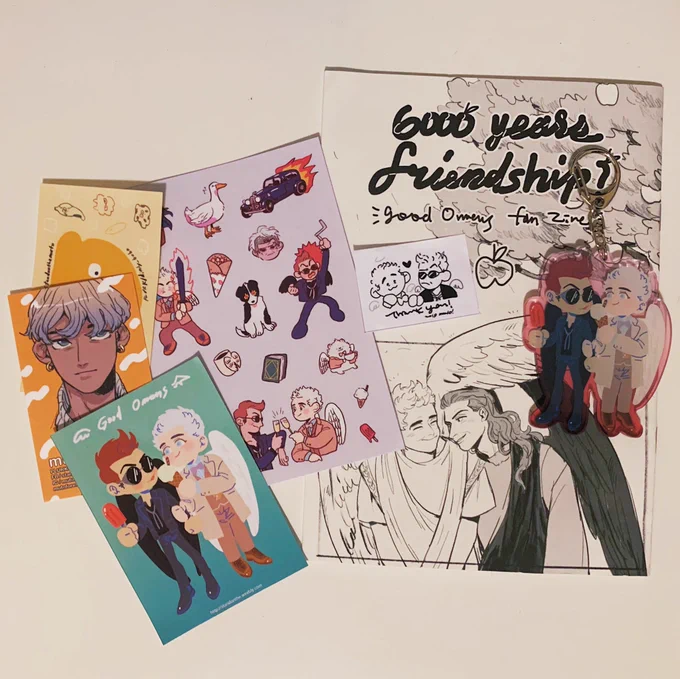 AAA my good omens merch from @mutoforest arrived!! everything is so cute, thank you!! ?? 