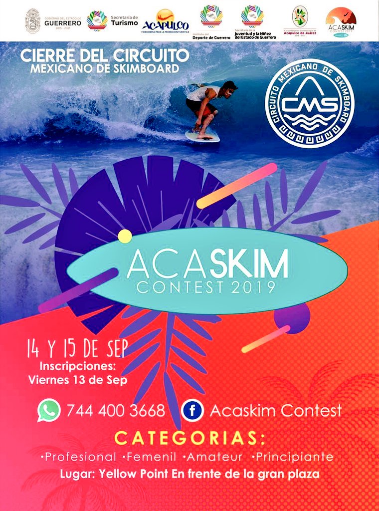 Sectur_Acapulco's tweet photo. Asiste al cierre del Circuito Mexicano de Skimboard #AcaSkimContest2019 el 14 y 15 de septiembre en #YellowPoint
#VeranoEnAcapulco
#Verano2019 en #Acapulco
@AcapulcoGob @Adela_Roman @JoseLBasilio @PrecusaTodd @IvanRuizTurismo @AHETA1 @etha_club_aca @hbdaoficial @patydelaconcha https://t.co/D58NJ9bo4a