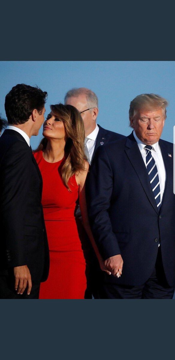 PeterJohn501's tweet photo. @NikkiHaley @realDonaldTrump Also #NotWhatFriendsDo is look at a person like this while holding your husband's hand. #MelaniaLovesTrudeau https://t.co/AqPXl8JXTl