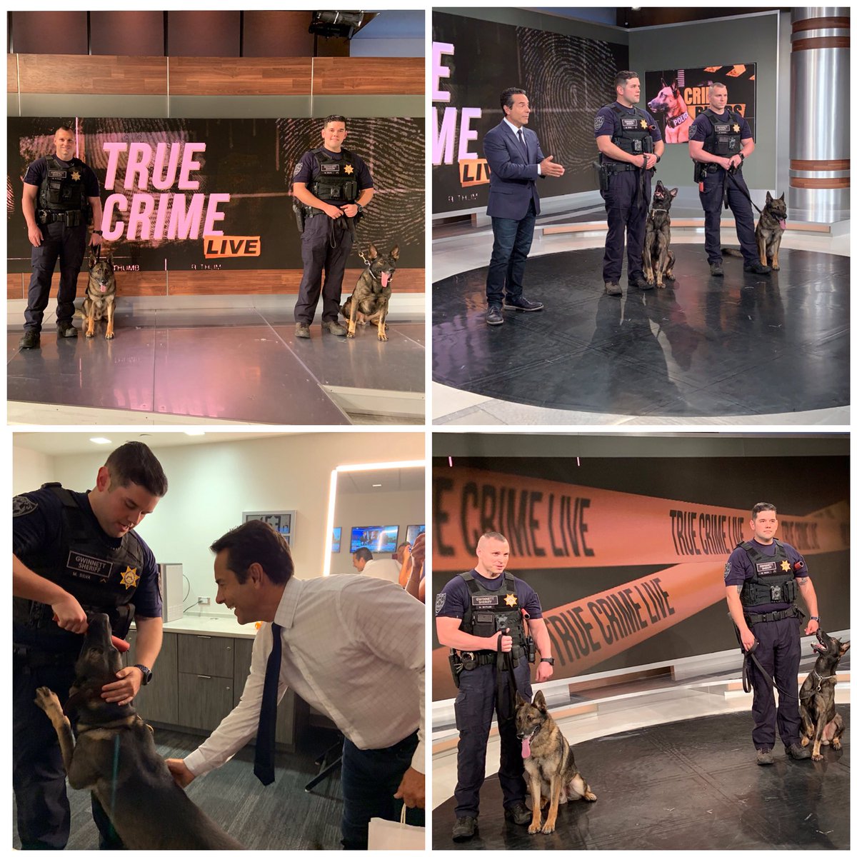 GwinnettSO's tweet photo. A few behind the scenes photos from todayβs appearance on #TrueCrimeLive #CrimeBiters
#K9Paco #K9Cino ππΎπΆ https://t.co/VJm5dpJm55