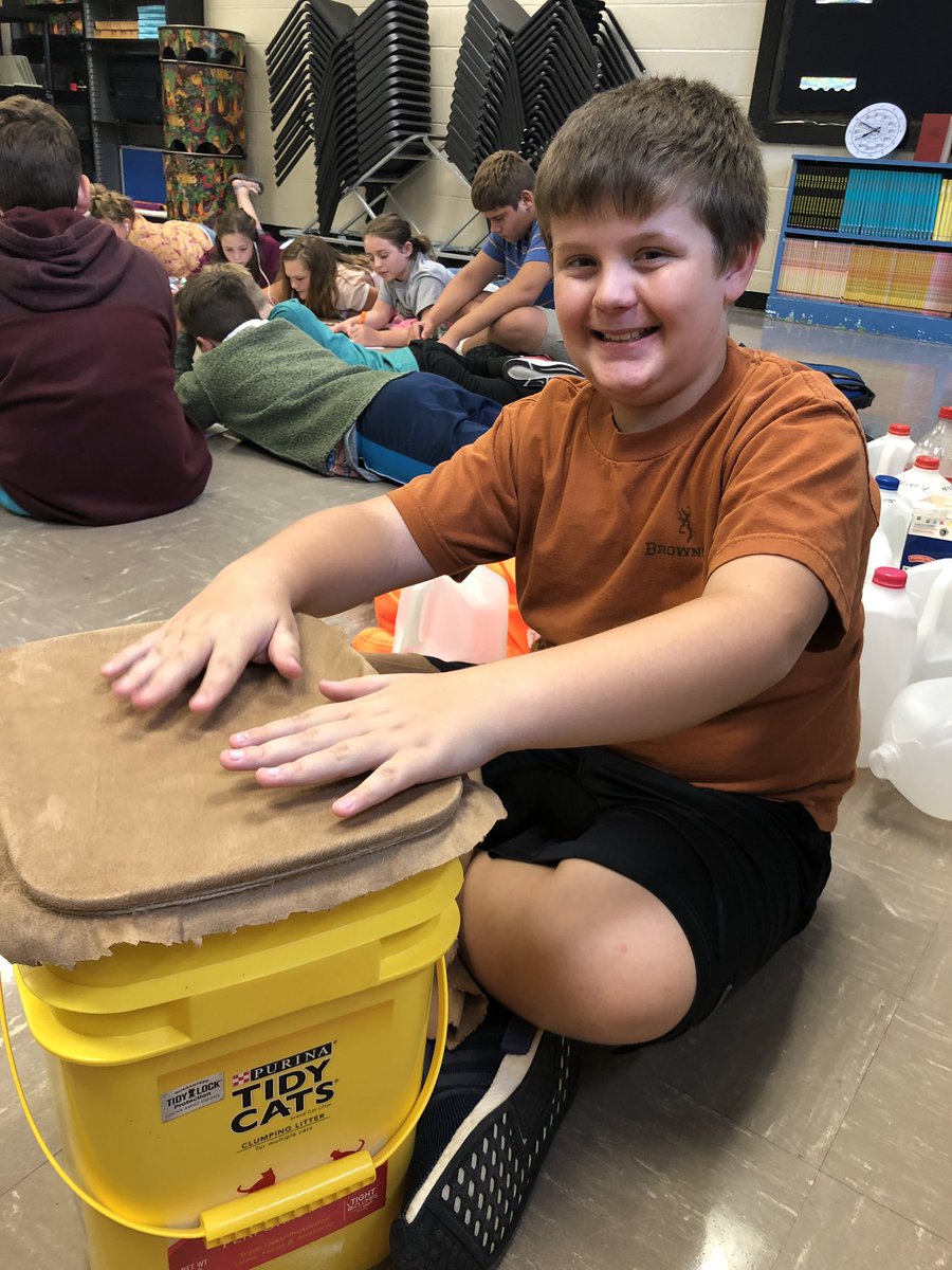 6th graders made drums out of recycled materials today and they turned out great! #dragonmusic