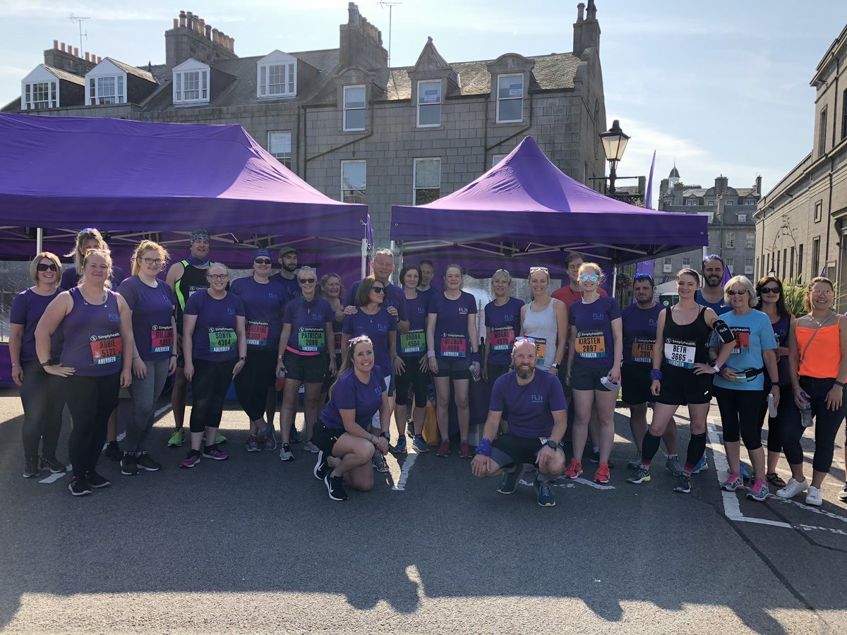 fitlikejoggers's tweet photo. Well done to our amazing team of #fitlikejoggers who took part in #Aberdeen’s @Great_Run yesterday. Such a beautiful afternoon for the post race prosecco party in Golden Square too. #seaofpurple #FLJs https://t.co/TMZki6SZkj