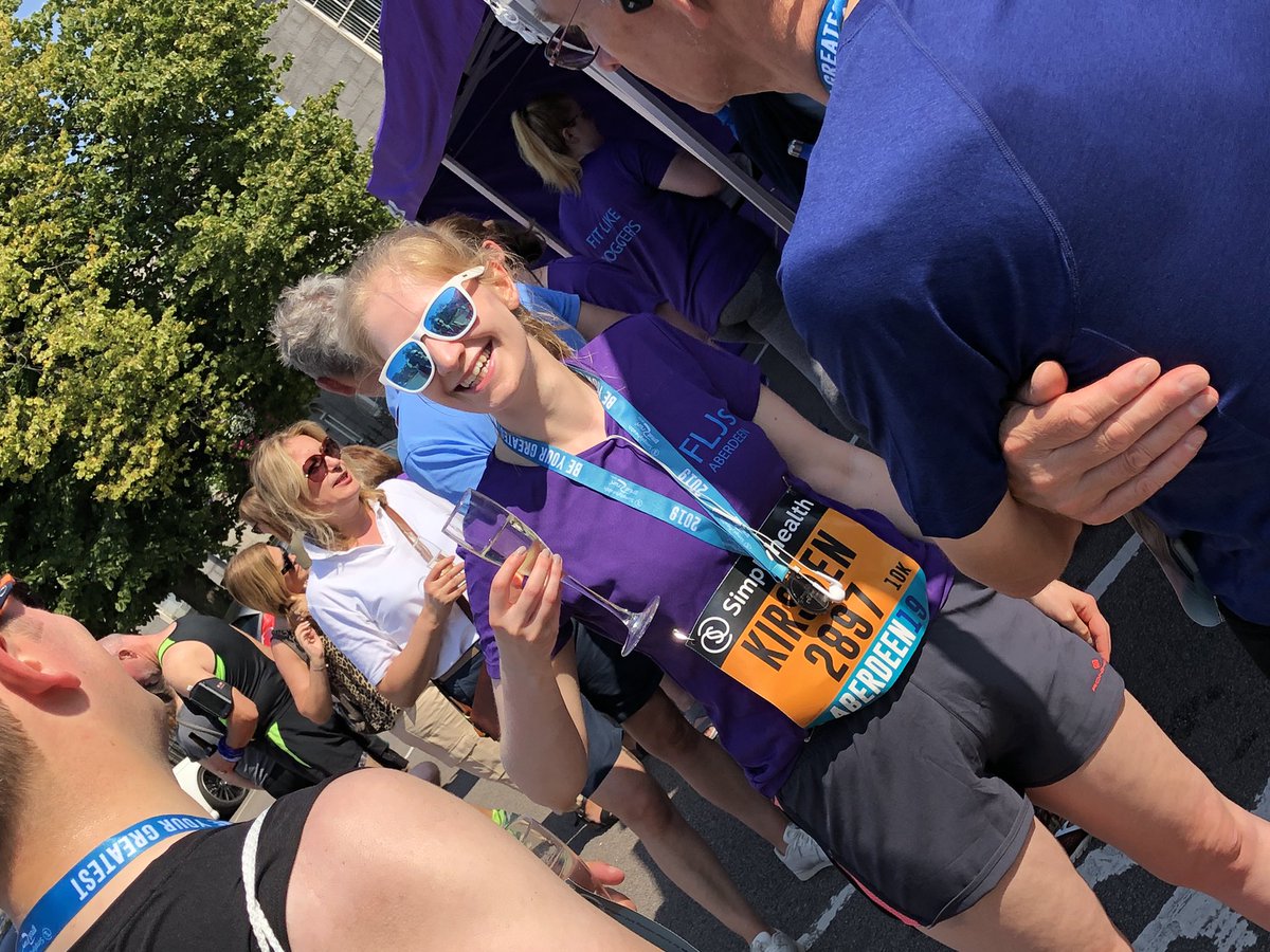 fitlikejoggers's tweet photo. Well done to our amazing team of #fitlikejoggers who took part in #Aberdeen’s @Great_Run yesterday. Such a beautiful afternoon for the post race prosecco party in Golden Square too. #seaofpurple #FLJs https://t.co/TMZki6SZkj
