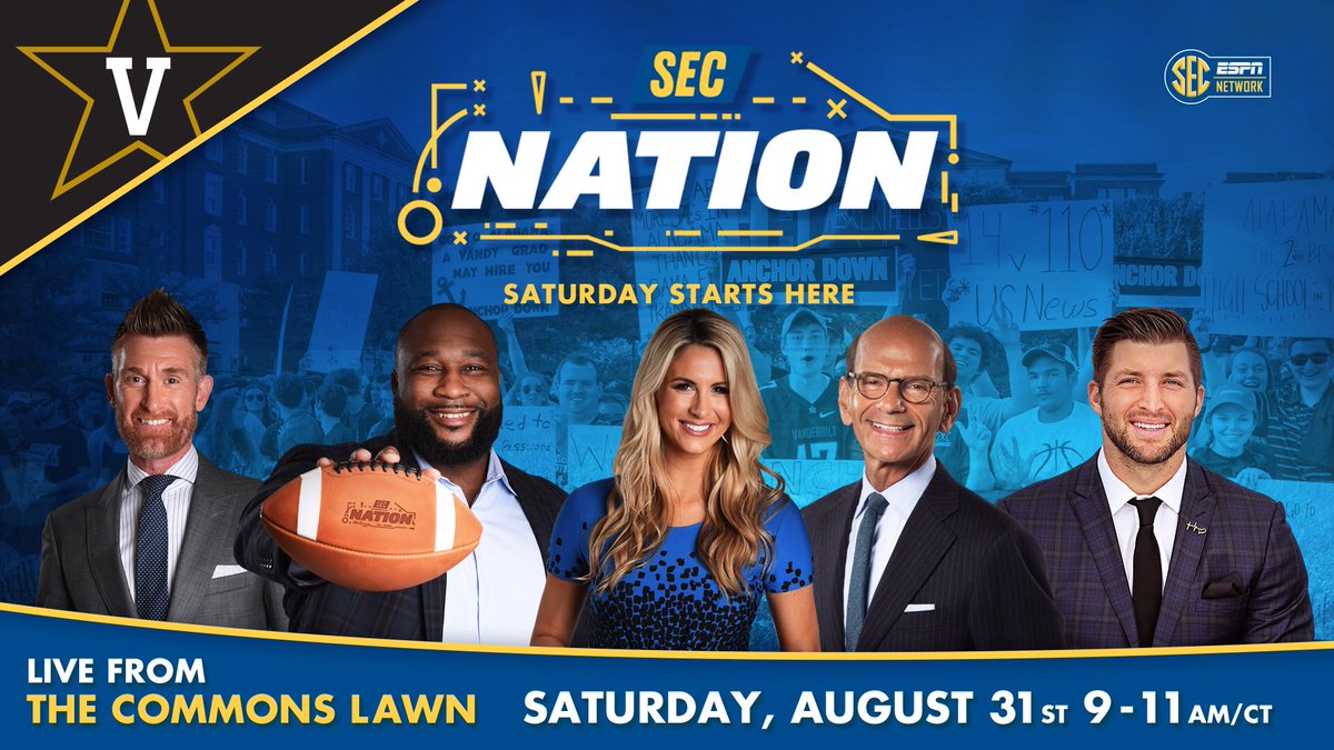 vuhustlersports's tweet photo. As you probably know by now, the folks over at #SECNation are coming to the best city in the SEC...

Now apparently, there’s a competition: the student-run org with the most RT’s gets to meet the on-air crew. 

#VandyNation, can y’all help some student-journalists meet the pros? https://t.co/cr8aUiSy5f