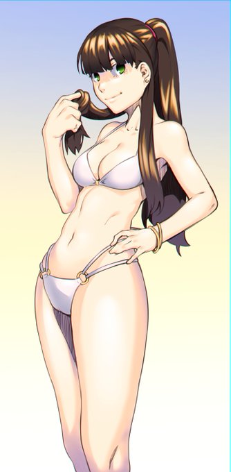 @xumbjun 
もう8月も終わるってのに水着の一つも着せないなんて折角のスタイルが泣いちゃうと思ったので描いておきました。 