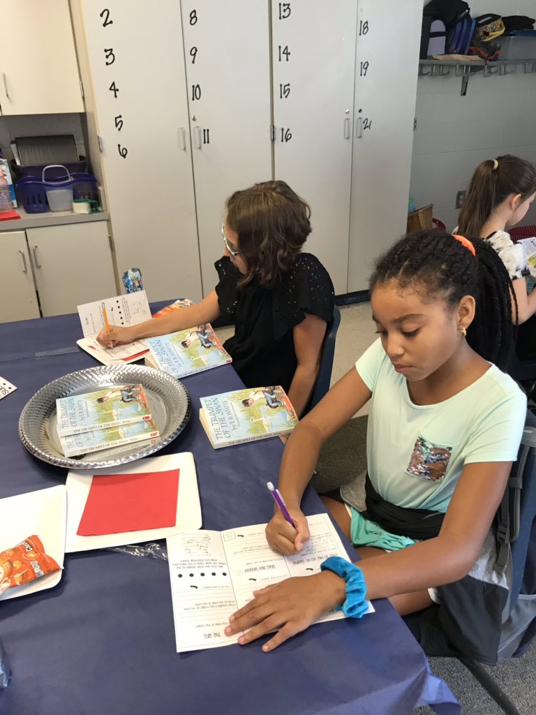 RSmithgrade5's tweet photo. The Book Nook Cafe was open for business today!  Our students enjoyed a 5 course “meal” where they were able to “taste” a variety of genres.  📚 https://t.co/UbQHpyDwk4