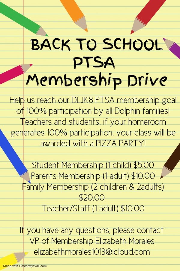 Dolphin families help us reach our goal 🐬 Ayudanos a alcanzar nuestra meta 🐬 Remember you can purchase your 2019-2020 Membership online dljk8ptsa.memberhub.store