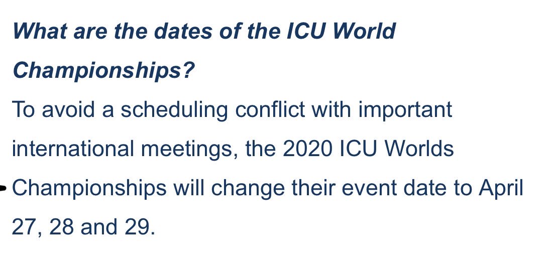 cheerUPDATES's tweet image. The @ICUcheer will make the following adjustment for #ICUworlds2020 🌎