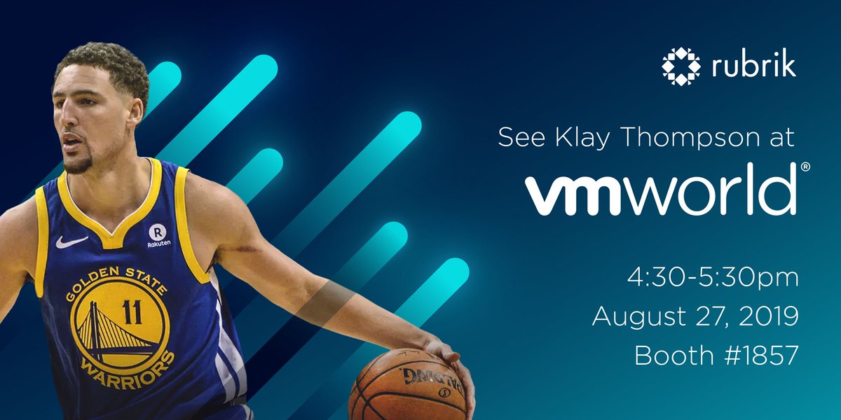 Klay’s back. Join us tomorrow at #booth1857 to help fundraise for <a href="/ThompsonFamFoun/">Thompson Family Foundation</a> w/ <a href="/warriors/">Golden State Warriors</a> champion <a href="/KlayThompson/">klay thompson</a>. #VMworld2019